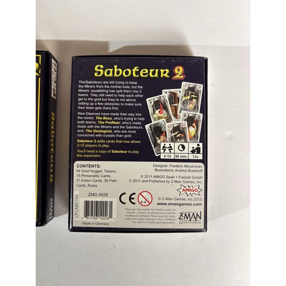 Lot Of Two Games - Saboteur And Saboteur 2 Complete Card Game Sets VG Condition - Picture 10 of 16